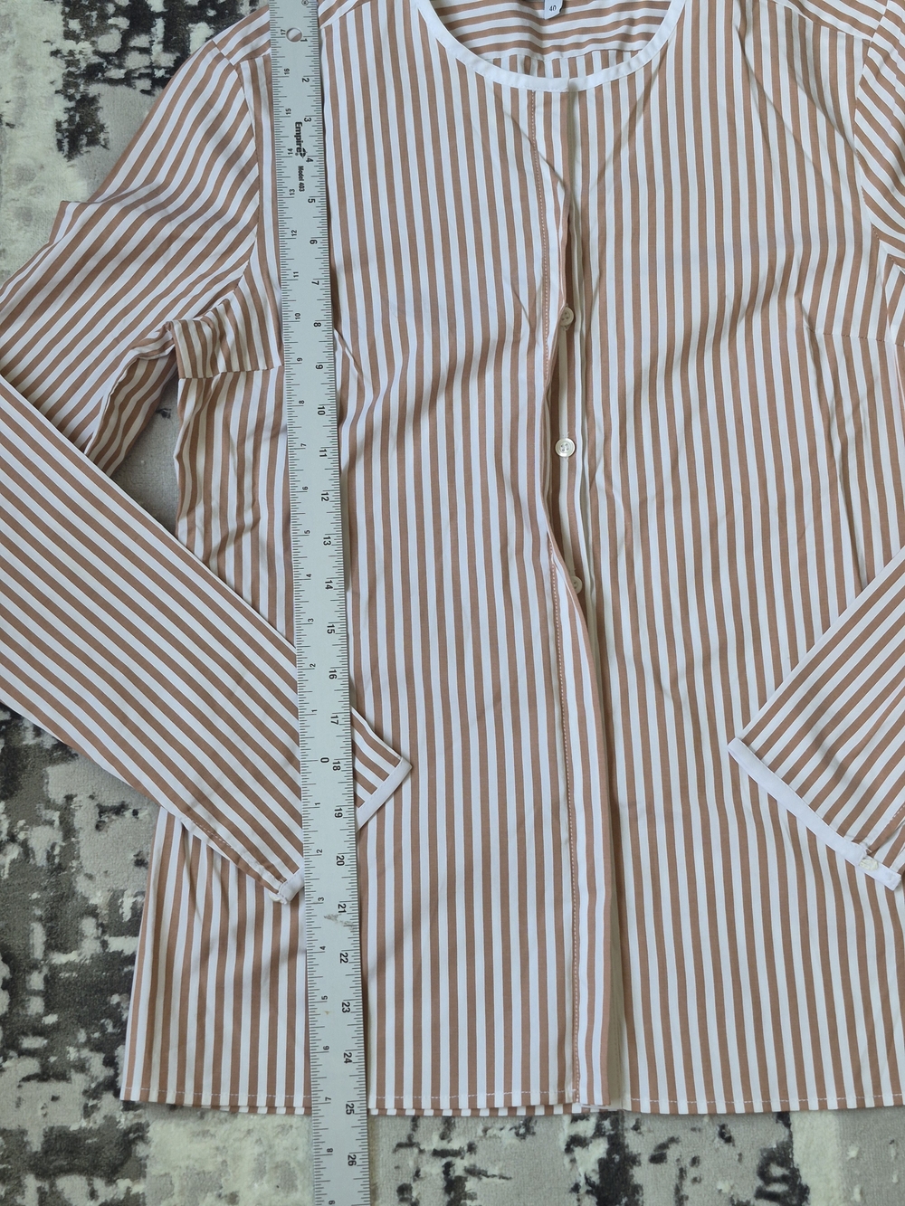 Nespresso White & Brown Vertical Stripe Long-Sleeve Shirt 40 New - Picture 7 of 11